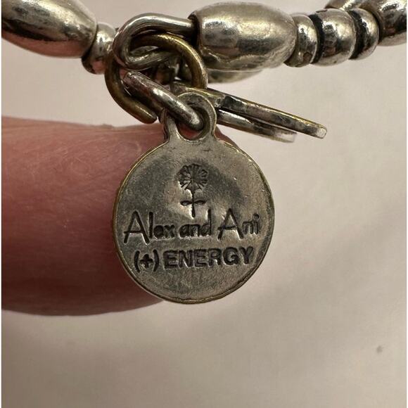 Alex & Ani LOVE Spellout Script Vintage 66 Adjustable Bracelet Silvertone - Picture 7 of 8